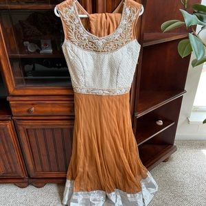 White and Orange Anarkali Indian Dress Desi